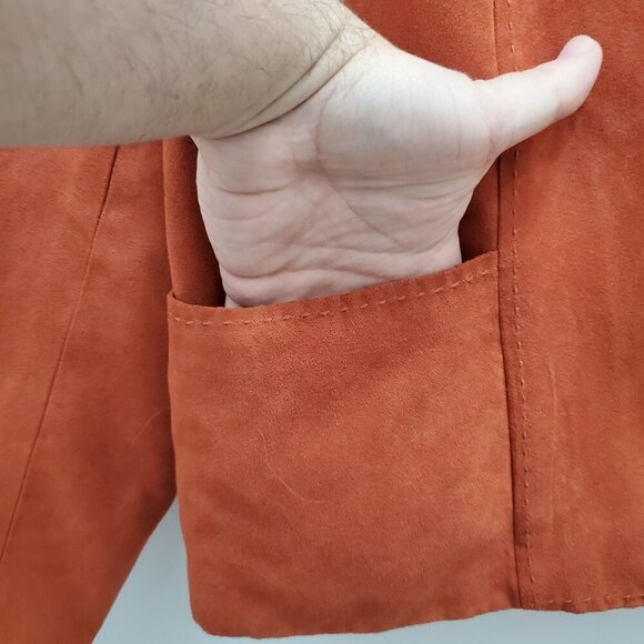 Studio Works Woman's Vintage Burnt Orange Faux Suede Blazer Jacket Plus Size 18W - Picture 3 of 5